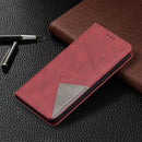 Rhombus Texture Horizontal Flip Magnetic Leather Case with Holder & Card Slots For iPhone 13 mini(Red)