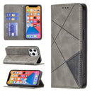 Rhombus Texture Horizontal Flip Magnetic Leather Case with Holder & Card Slots For iPhone 13 mini(Grey)