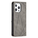 Rhombus Texture Horizontal Flip Magnetic Leather Case with Holder & Card Slots For iPhone 13 mini(Grey)
