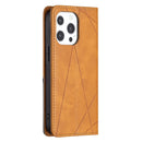 Rhombus Texture Horizontal Flip Magnetic Leather Case with Holder & Card Slots For iPhone 13 mini(Yellow)