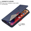 Rhombus Texture Horizontal Flip Magnetic Leather Case with Holder & Card Slots For iPhone 13 mini(Blue)