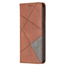 Rhombus Texture Horizontal Flip Magnetic Leather Case with Holder & Card Slots For iPhone 13 mini(Brown)