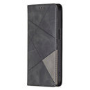 Rhombus Texture Horizontal Flip Magnetic Leather Case with Holder & Card Slots For iPhone 13 mini(Black)