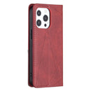 Rhombus Texture Horizontal Flip Magnetic Leather Case with Holder & Card Slots For iPhone 13(Red)