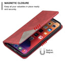 Rhombus Texture Horizontal Flip Magnetic Leather Case with Holder & Card Slots For iPhone 13(Red)