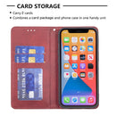 Rhombus Texture Horizontal Flip Magnetic Leather Case with Holder & Card Slots For iPhone 13(Red)