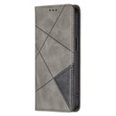 Rhombus Texture Horizontal Flip Magnetic Leather Case with Holder & Card Slots For iPhone 13(Grey)