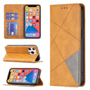 Rhombus Texture Horizontal Flip Magnetic Leather Case with Holder & Card Slots For iPhone 13(Yellow)