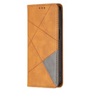 Rhombus Texture Horizontal Flip Magnetic Leather Case with Holder & Card Slots For iPhone 13(Yellow)
