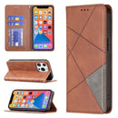 Rhombus Texture Horizontal Flip Magnetic Leather Case with Holder & Card Slots For iPhone 13(Brown)