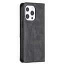 Rhombus Texture Horizontal Flip Magnetic Leather Case with Holder & Card Slots For iPhone 13(Black)