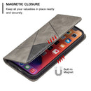 Rhombus Texture Horizontal Flip Magnetic Leather Case with Holder & Card Slots For iPhone 13 Pro(Grey)