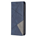 Rhombus Texture Horizontal Flip Magnetic Leather Case with Holder & Card Slots For iPhone 13 Pro(Blue)