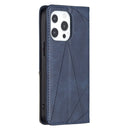 Rhombus Texture Horizontal Flip Magnetic Leather Case with Holder & Card Slots For iPhone 13 Pro(Blue)