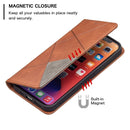 Rhombus Texture Horizontal Flip Magnetic Leather Case with Holder & Card Slots For iPhone 13 Pro(Brown)