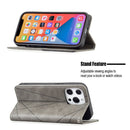 Rhombus Texture Horizontal Flip Magnetic Leather Case with Holder & Card Slots For iPhone 13 Pro Max(Grey)