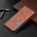 Rhombus Texture Horizontal Flip Magnetic Leather Case with Holder & Card Slots For iPhone 13 Pro Max(Brown)