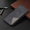 Rhombus Texture Horizontal Flip Magnetic Leather Case with Holder & Card Slots For iPhone 13 Pro Max(Black)