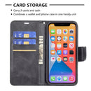 For iPhone 13 Retro Lambskin Texture Pure Color Horizontal Flip PU Leather Case, with Holder & Card Slots & Wallet & Lanyard(Black)