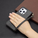 For iPhone 13 Retro Lambskin Texture Pure Color Horizontal Flip PU Leather Case, with Holder & Card Slots & Wallet & Lanyard(Black)