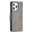 For iPhone 13 Retro Lambskin Texture Pure Color Horizontal Flip PU Leather Case, with Holder & Card Slots & Wallet & Lanyard(Grey)