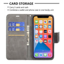 For iPhone 13 Retro Lambskin Texture Pure Color Horizontal Flip PU Leather Case, with Holder & Card Slots & Wallet & Lanyard(Grey)