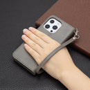 For iPhone 13 Retro Lambskin Texture Pure Color Horizontal Flip PU Leather Case, with Holder & Card Slots & Wallet & Lanyard(Grey)