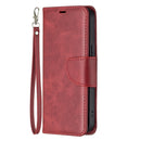 For iPhone 13 Retro Lambskin Texture Pure Color Horizontal Flip PU Leather Case, with Holder & Card Slots & Wallet & Lanyard(Red)