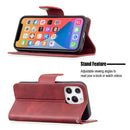 For iPhone 13 Retro Lambskin Texture Pure Color Horizontal Flip PU Leather Case, with Holder & Card Slots & Wallet & Lanyard(Red)