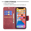 For iPhone 13 Retro Lambskin Texture Pure Color Horizontal Flip PU Leather Case, with Holder & Card Slots & Wallet & Lanyard(Red)