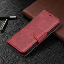 For iPhone 13 Retro Lambskin Texture Pure Color Horizontal Flip PU Leather Case, with Holder & Card Slots & Wallet & Lanyard(Red)