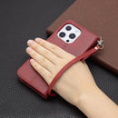 For iPhone 13 Retro Lambskin Texture Pure Color Horizontal Flip PU Leather Case, with Holder & Card Slots & Wallet & Lanyard(Red)