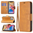 For iPhone 13 Retro Lambskin Texture Pure Color Horizontal Flip PU Leather Case, with Holder & Card Slots & Wallet & Lanyard(Yellow)