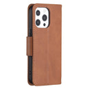For iPhone 13 Retro Lambskin Texture Pure Color Horizontal Flip PU Leather Case, with Holder & Card Slots & Wallet & Lanyard(Brown)