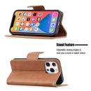 For iPhone 13 Retro Lambskin Texture Pure Color Horizontal Flip PU Leather Case, with Holder & Card Slots & Wallet & Lanyard(Brown)