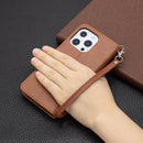For iPhone 13 Retro Lambskin Texture Pure Color Horizontal Flip PU Leather Case, with Holder & Card Slots & Wallet & Lanyard(Brown)