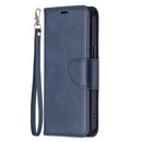 For iPhone 13 Retro Lambskin Texture Pure Color Horizontal Flip PU Leather Case, with Holder & Card Slots & Wallet & Lanyard(Blue)