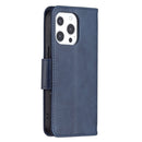 For iPhone 13 Retro Lambskin Texture Pure Color Horizontal Flip PU Leather Case, with Holder & Card Slots & Wallet & Lanyard(Blue)
