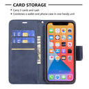 For iPhone 13 Retro Lambskin Texture Pure Color Horizontal Flip PU Leather Case, with Holder & Card Slots & Wallet & Lanyard(Blue)