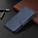 For iPhone 13 Retro Lambskin Texture Pure Color Horizontal Flip PU Leather Case, with Holder & Card Slots & Wallet & Lanyard(Blue)