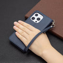For iPhone 13 Retro Lambskin Texture Pure Color Horizontal Flip PU Leather Case, with Holder & Card Slots & Wallet & Lanyard(Blue)