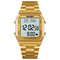 SKMEI 1763 Qibla Calendar Timing Multifunctional LED Digital Display Stainless Steel Strap Luminous Electronic Watch(Gold and White)