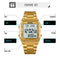 SKMEI 1763 Qibla Calendar Timing Multifunctional LED Digital Display Stainless Steel Strap Luminous Electronic Watch(Gold and White)