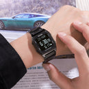 SKMEI 1763 Qibla Calendar Timing Multifunctional LED Digital Display Stainless Steel Strap Luminous Electronic Watch(Silver and Black)