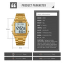SKMEI 1763 Qibla Calendar Timing Multifunctional LED Digital Display Stainless Steel Strap Luminous Electronic Watch(Black)