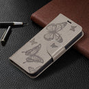 Embossing Two Butterflies Pattern Horizontal Flip PU Leather Case with Holder & Card Slot & Wallet & Lanyard For iPhone 13 mini(Grey)