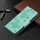 Embossing Two Butterflies Pattern Horizontal Flip PU Leather Case with Holder & Card Slot & Wallet & Lanyard For iPhone 13 mini(Green)