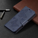 Embossing Two Butterflies Pattern Horizontal Flip PU Leather Case with Holder & Card Slot & Wallet & Lanyard For iPhone 13(Blue)