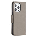 Embossing Two Butterflies Pattern Horizontal Flip PU Leather Case with Holder & Card Slot & Wallet & Lanyard For iPhone 13 Pro(Grey)