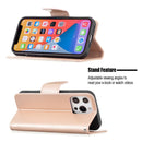 Embossing Two Butterflies Pattern Horizontal Flip PU Leather Case with Holder & Card Slot & Wallet & Lanyard For iPhone 13 Pro(Rose Gold)